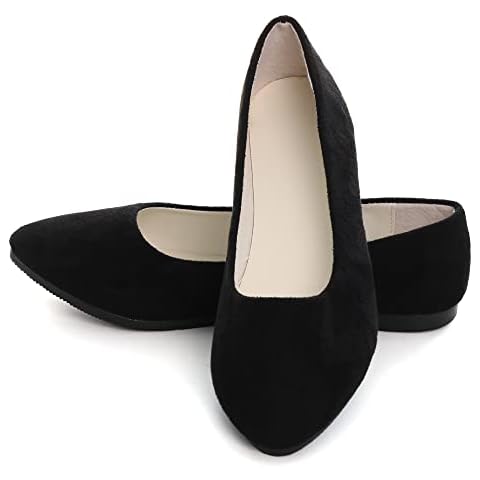 Dear Time Women Flat Shoes Comfortable Slip on Pointed Toe Ballet Flats Black US 8.5 Cover
