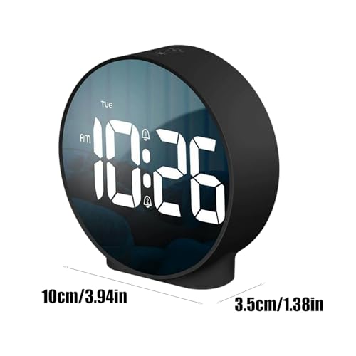 Reloj digital espejo LED con brillo ajustable para evitar luz molesta 6