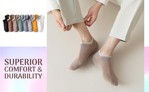 Image of Pack of 8 Men and Women summer breathable Socks - Soft Cotton, Breathable & Anti-Slip Liner Socks | Lightweight for Sneakers, Casual & Office Shoes