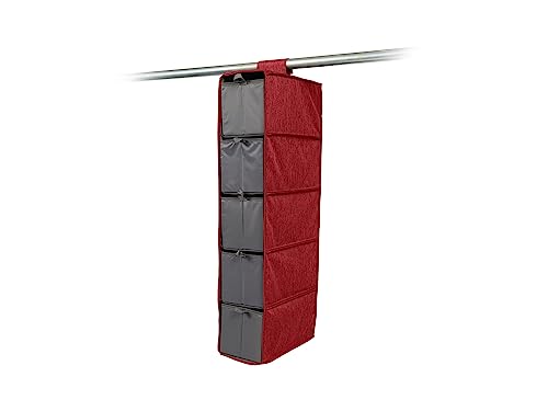 Covermates Keepsakes Hanging Shoe Organizer Set - Heavy Duty Material, Sturdy Interior Shelves, Includes Trays with Dividers - Closet Storage, Red Heather