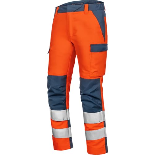 Pantalon de travail multinorme orange pour chantiers ferroviaires et de nuit
