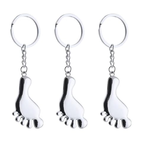 3pcs Metal Foot Shaped Keychain Set Cover