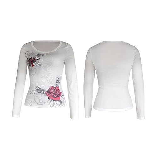 Image of Grunge Clothes for Women Y2K Tops Long Sleeve Fairy Grunge Aesthetic Shirts Teen Girls Vintage Graphic Tees Fall
