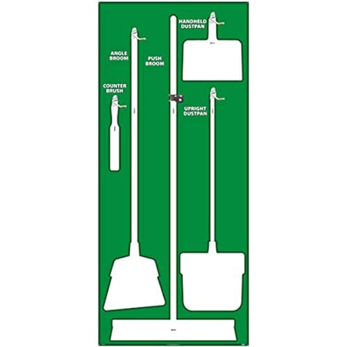 Image of NMC SB104FG 5S Janitorial Shadow Board, Green /White, 68 inchX30 inch, ProSeriesAcrylic (Tools Sold Separately)