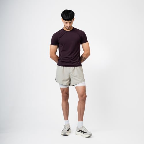 Image of Men's 2-in-1 Running Shorts | Built-in Compression Liner | 86% Nylon 14% Spandex | YKK Zip Pockets | Anti-Chafe Quick-Dry | Reflective
