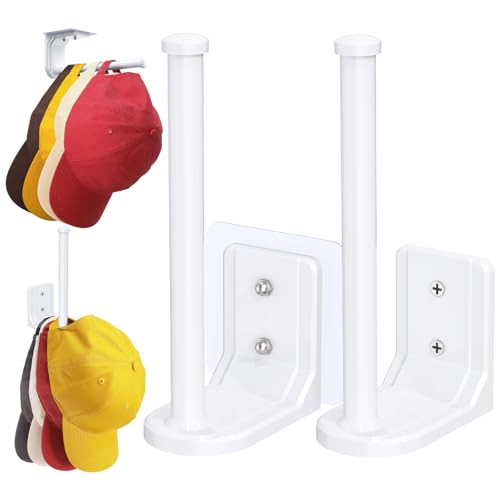 Ginyoyo Pacote com 2 organizadores de chapéus, adesivo/suporte de perfuração para parede, armazename