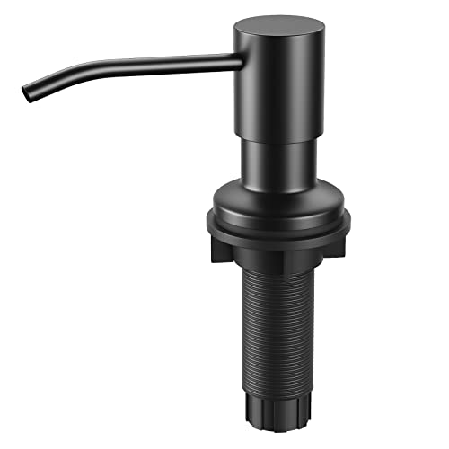 FORIOUS Black Soap Dispenser for Kitchen Sink with 500ML/18OZ Bottle, Lotion Dispenser Built in Refill from The Top for Countertop Sink