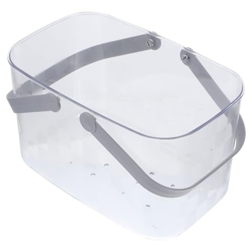 Milisten Cesta de Baño Grande de Plástico Transparente Doble Asa y Orificios de Drenaje, Contenedor de Almacenamiento para Cosméticos y Artículos de Tocador, Organizador Color Aleatorio