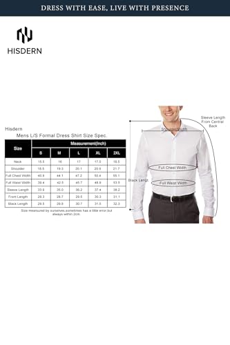 Image of HISDERN Mens Business Dress Shirts Long Sleeve Casual Button Down Shirt Formal Inner Collar Contrast Shirt for Men Wedding