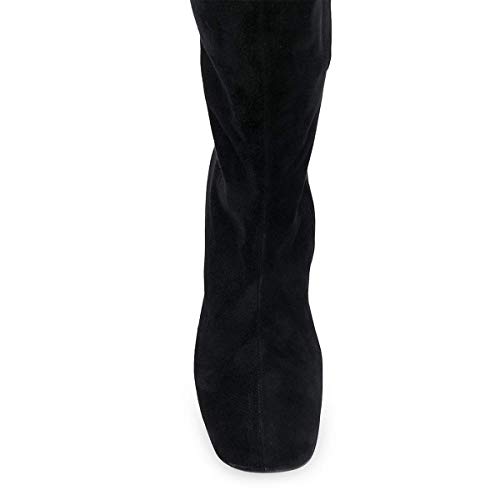 XYD Women Classic Over The Knee Thigh High Boots Square Closed Toe Chunky Block Low Heel Long Boot Suede Side Zipper Ladies Party Club Shoes4