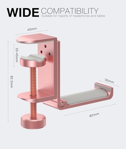 Image of Foldable Headphone Stand and Hook - Aluminum Headset Holder Clamp Mount Under Desk, Universal Fit for Gaming Headphones, Space-Saving Hanger Organizer