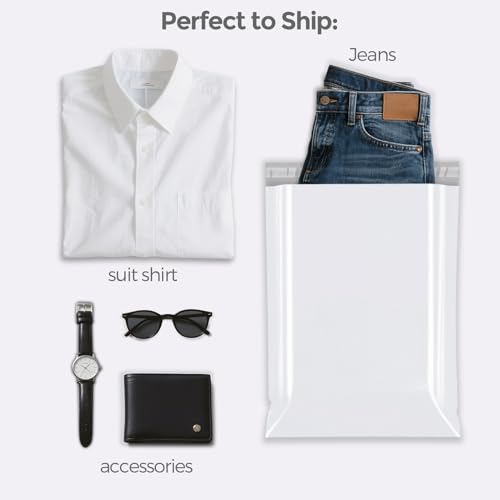 Image of Fuxury Poly Mailers 12x15.5 inch 500 Pack,White Bulk Shipping Bags for Clothing | Bulk Pack Mailers Poly Bag,Strong Adhesive Packaging,Self Seal Mailing Envelopes for Small Business,Boutique & Online Sellers