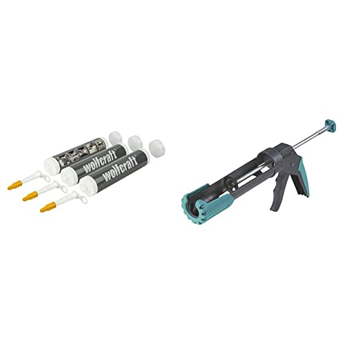Bundle of wolfcraft Pistola de cartuchos MG 200, 4352000, Pistola estándar con extras de comodidad + wolfcraft Cartuchos vacíos I 4044000 I Para emplastes de junta preparados por usted mismo