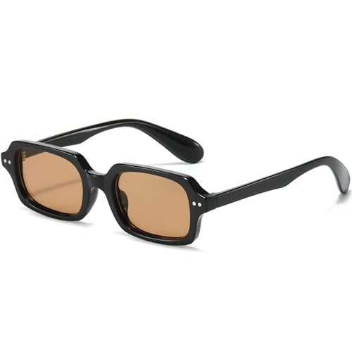 PORADAY Retro Rectangular Sunglasses for Women Men Vintage Small Square Frame Sun Glasses 90'S Style Trendy Narrow