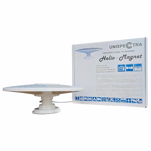 Helio – Magnet Amplifiée numérique omnidirectionnelle d'antenne TV HD de Gain Haut 33dB TNT DVB-T2 FM Dab. 12V 24V 5V USB idéal pour Poids Lourd Camion...