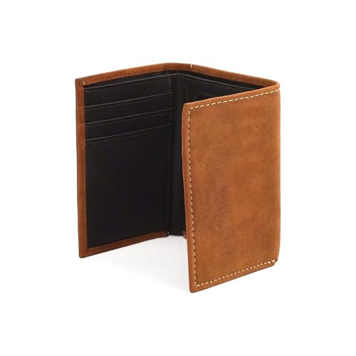 ARIAT Men's Leather Trifold Wallet with American Flag Shield Embroidery4