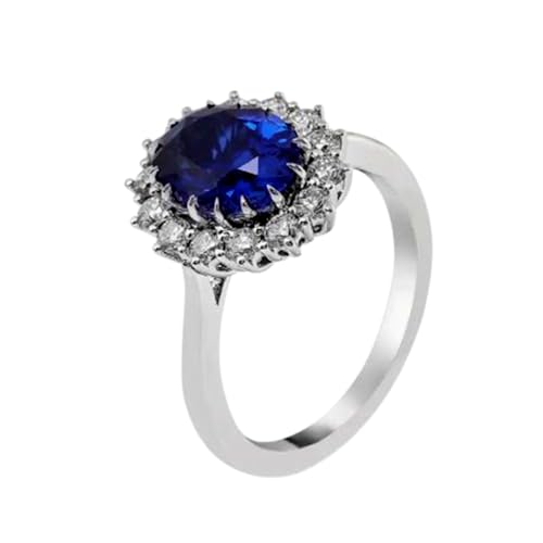 Bague d'anniversaire topaze bleue et moissanite argent 925 femme