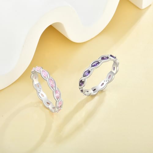 YL Twisted Rings 925 Sterling Silver Infinity Ring 2x4mm Marquise Cut Birthstone Eternity Band for Women4