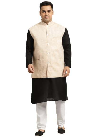 Image of SOJANYA (Since 1958, Men's Silk Blend Grey Kurta Pyjama & Silk Blend Jacket Combo