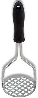 Potato Masher Heavy Duty Stainless Steel Potato Peeler Non-Stick Potato Ricer with Non-Slip Heat Resistance Plastic Handle Food Masher for Smooth Mashed Potatoes, Jam, Vegetables and Fruits