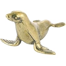 Didiseaon Retro Seal Ornament Mini Desktop Decor Brass Figurine Nautical Animal Sculpture for Home Office Car Vintage Decorative Ornament