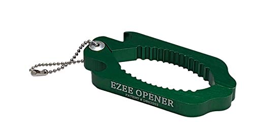 Ezee Opener - (Green) Aluminum Keychain Multi use opener - perfect for arthritis and weak hands - opens to 2 1/2" dia.