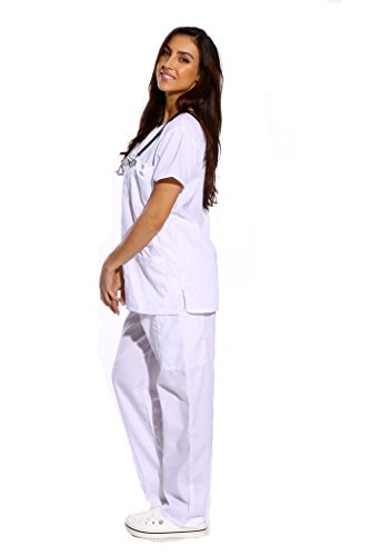 Image of Just Love Women's Medical Scrubs Set, 6-Pocket V-Neck Top & Cargo Pants, Cotton Blend Nursing Uniform