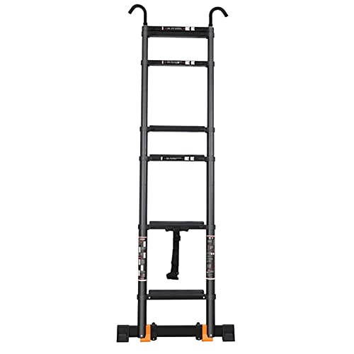 YANYUESHOP Teleskopleiter Schwarze Dachboden-Ausziehleiter mit Dachhaken...