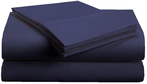 Premium Quality, 100% Egyptian Cotton Classic 1-Piece Flat Sheet/Top Sheet Twin Extra Long Size Navy Blue Solid
