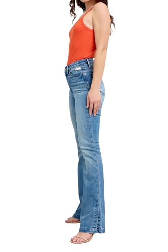 Judy Blue High High Waist Tummy Control Vintage Wash Side Slit Bootcut, Inseam 32"3