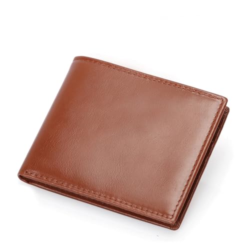 Portefeuille en cuir crazy horse marron sac à cartes court et pince à billets