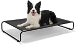 Veehoo Outdoor Elevated Dog Bed, Raised Dog Cot for Large Dogs, Washable Cooling Pet Hammock with Thickened Frame, Durable Teslin Mesh & Anti-Slip Rubber Feet, Use for Indoor or Camping, 105 x 65 cm