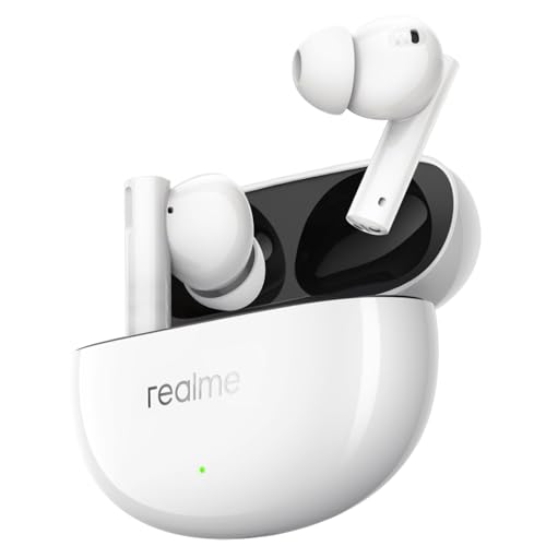 realme Buds Air 5 True Auriculares inalámbricos, 50dB ANC, controladores de graves dinámicos Mega Titanizados de 12,4 mm, 38 horas de reproducción con carga rápida y latencia ultrabaja de 45 ms Blanco