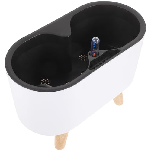 Gadpiparty Maceta de Riego Automático para Plantas de Interior y Exterior, Indicador de Agua y Estructura de Plástico y Madera, Adecuada para Escritorio y Comedor