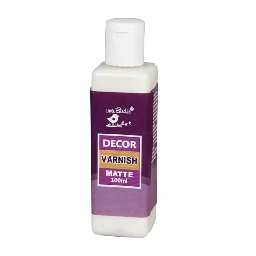 Image of Little Birdie Varnish Matte 100ml with Flat Brush Size 10 | Perfect Set for Smoothly Applying Varnish on Acrylic & Oil Painting, MDF, Wood, Canvas, Glass, Metal, Terracotta, Decoupage DIY Craft