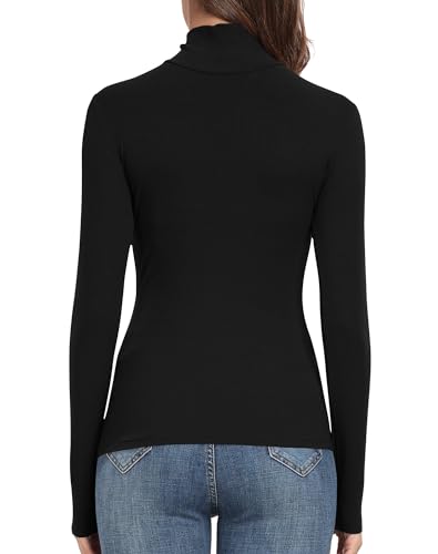 PALINDA Women's Ribbed Turtleneck Fitted Long Sleeve Shirts Basic Thermal Layering Tops - Image 5