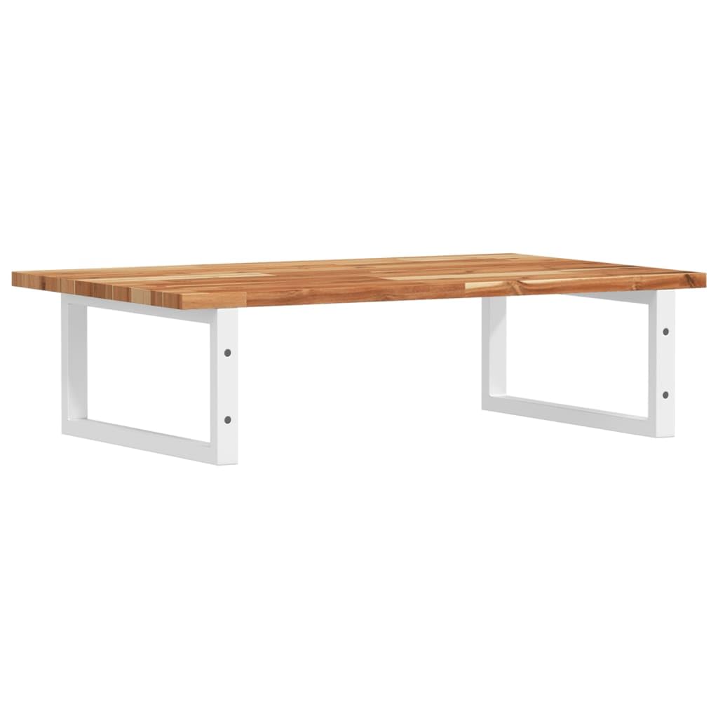 Tapa de lavabo con soporte de 80 x 50 cm, estantería para lavabo de pared de madera maciza de acacia y acero, estante de pared para lavabo superior, estante de baño con toallero, blanco