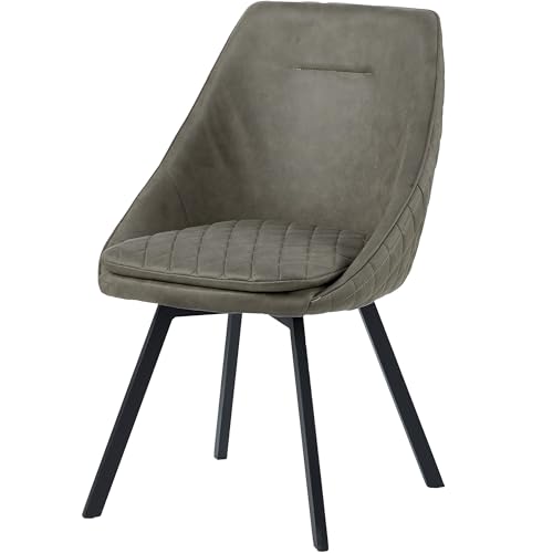 TRISENS Chaise de salle à manger, design avec revêtement en cuir PU, aspect vieilli, pour cuisine, couleur : vert/gris, quantité : 1 pièce