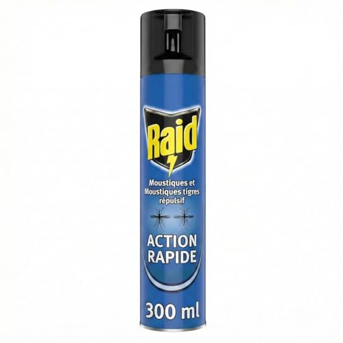 Raid Aérosol Volants - Répulsif Moustiques et Moustiques Tigres - Action Rapide - Sans Parfum Ajouté - 1 Aérosol 300 ML