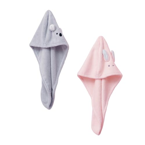 Beaupretty 1 Juego Sombrero De Pelo Seco con Orejas De Conejo Caja De Animales Pequeños Piel De Carnero Depurador De Cara Toalla De Dibujos Animados Delicado Basura Vellón De Coral 2 Piezas
