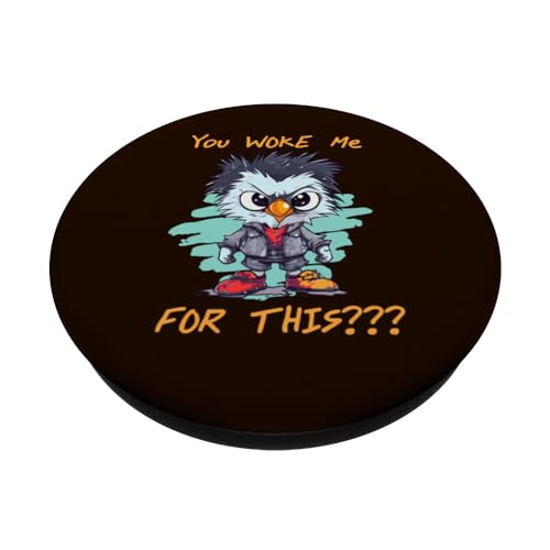 You woke me for this angry chicken, crabby bird PopSockets Swappable PopGrip, Black - Image 2