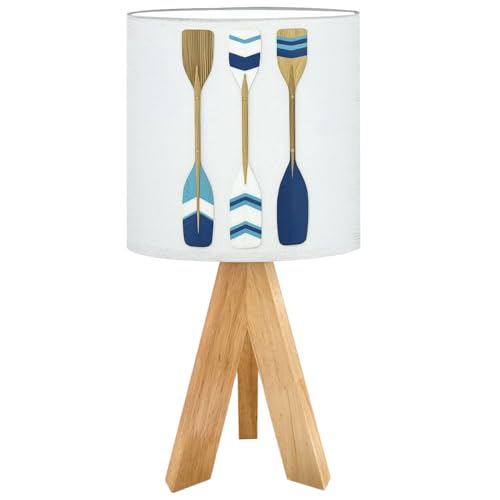 Lámpara de mesa para niños con base de madera y pantalla de lino
