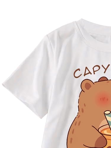 Girl's Capybara Graphic Tees Short Sleeve Crew Neck Cute T Shirts3