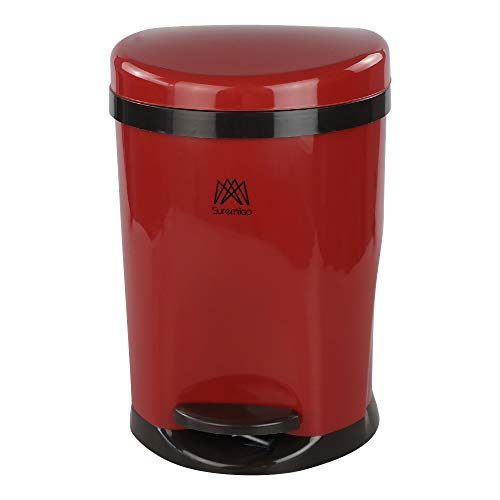 Caneca de basura circular con pedal 8.3 L roja