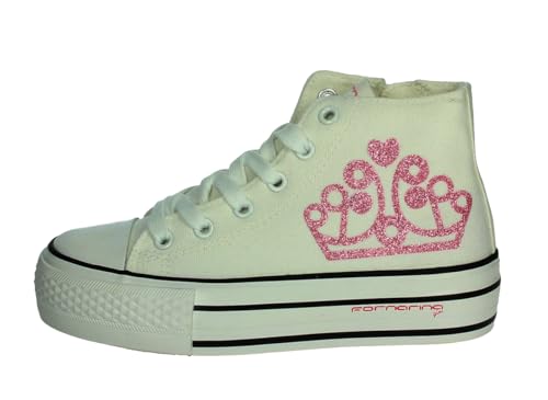 Fornarina Glam, BARBI4, Sneaker Alte Moda Casual Platform Donna (White (Logo Fuxia), Sistema Taglie Calzature EU, Adulto, Numero, Media, 37)