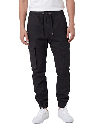 ITALYMORN Black Cargo Jogger Pants for Men Slim...