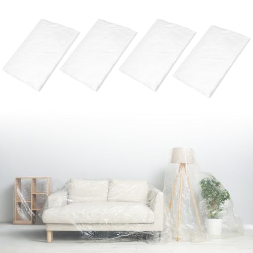 APOMOONS 4 Stück Abdeckfolie Maler, 4×5m Starke Malerfolie, abdeckfolie Maler Abdeckfolie Malerplane Transparente Baufolie Abdeckplane für Malerarbeiten Renovierung Gartenmöbel