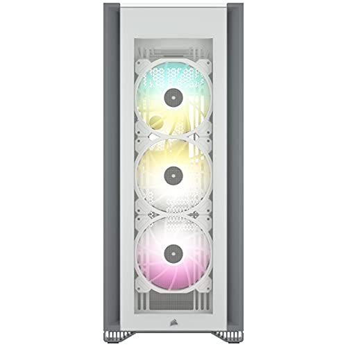 Corsair iCUE 7000X RGB Boîtier Intelligent PC ATX Grande Tour (Trois Panneaux en Verre Trempé, Quatre Ventilateurs RGB de 140 mm Inclus, Gestion des Câbles Facilement, Vaste Espace Interne Blanc