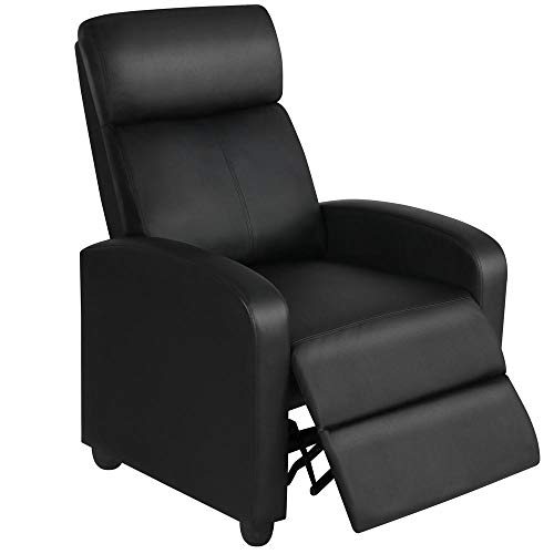 Yaheetech Home Theater Seating Leather Recliner Chair Modern Single Living Room Reclining Sofa