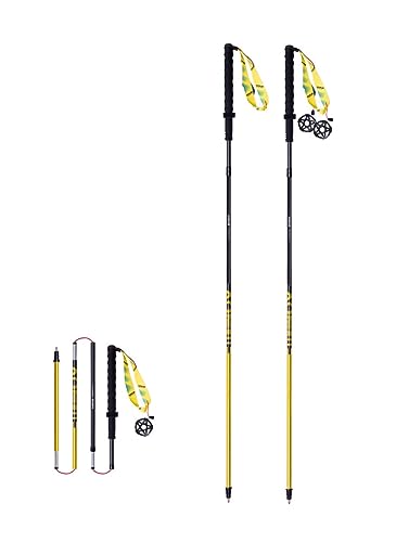 AONIJIE Bastones de trekking plegables, ligeros de aluminio, 110/120 cm, ultraligeros para correr, AONIJIE (amarillo, 120 cm)